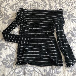 Vici Off-the-Shoulder Striped Sweater